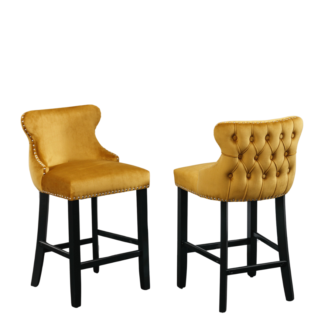 Yellow Velvet Barstool BLAKHOM