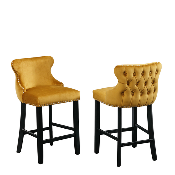 Yellow Velvet Barstool BLAKHOM