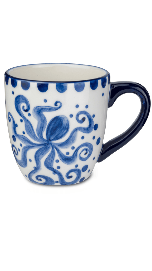 Costa Azul Hand Painted Octopus Design 4 Pieces Mugs Set