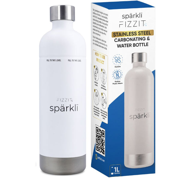 FIZZIT™ Stainless Steel Carbonation Bottle and Water Bottle | Compatible With Philips Carbonation Soda Maker and Aarke Soda Makers, Dishwasher Safe