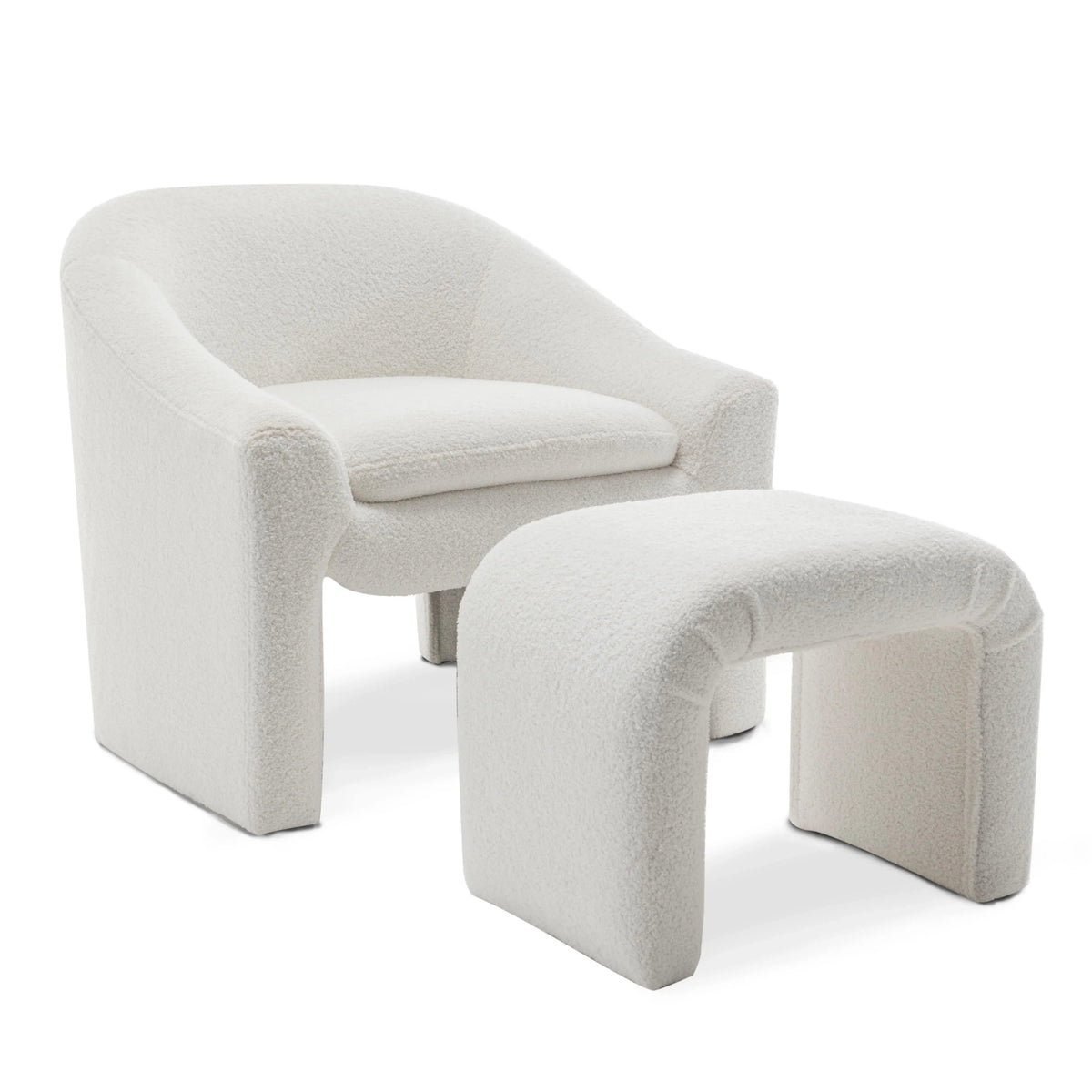 Upholstered Fabric Accent Chair in White with Comfortable Cushioning