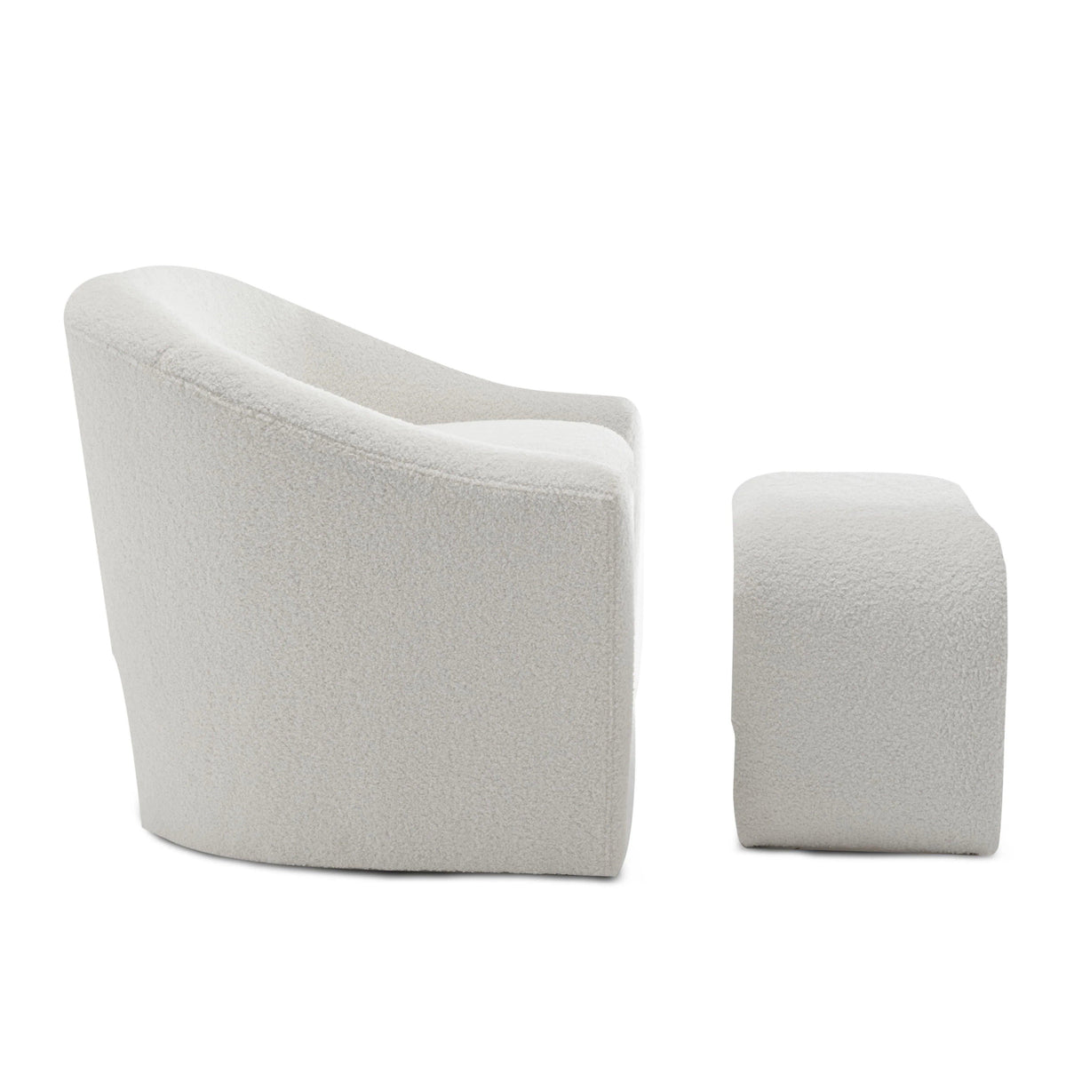 Upholstered Fabric Accent Chair in White with Comfortable Cushioning