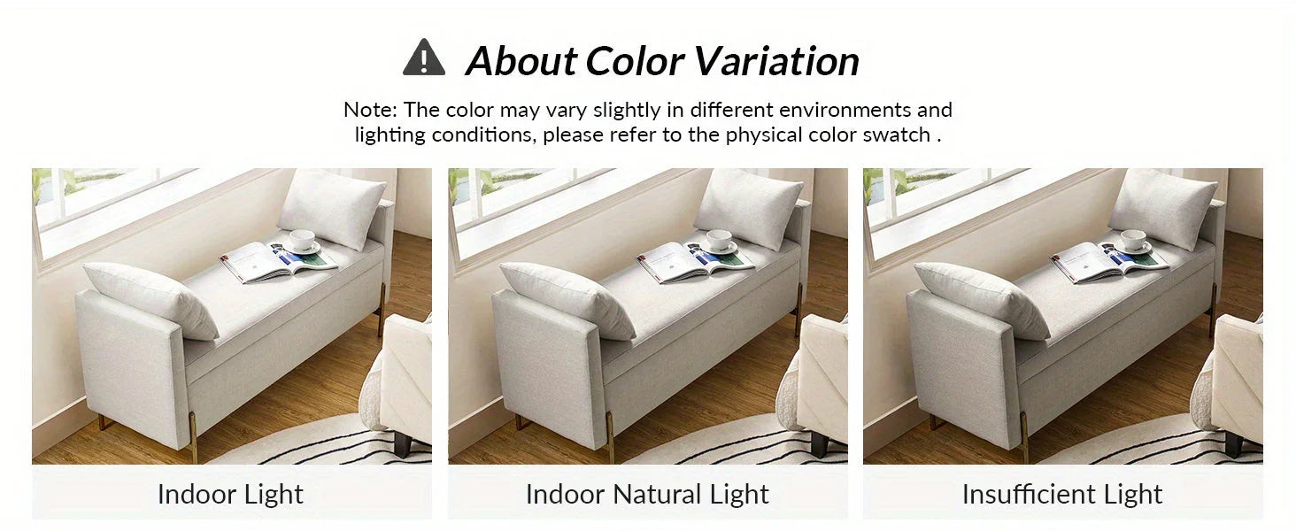 Upholstered Fabric Storage Ottoman Bench with Pillows