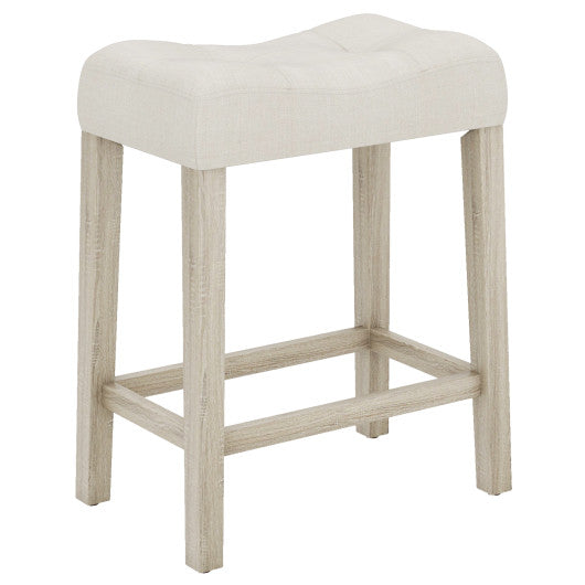 Set of 4 Upholstered Counter Height Bar Stool with Curved Saddle-Seat-Gray