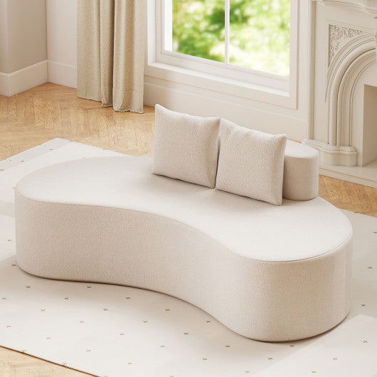 Upholstered Curved Sofa with 2 Cozy Pillows-Beige