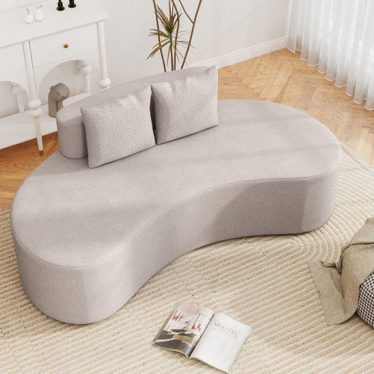 Upholstered Curved Sofa with 2 Cozy Pillows-Gray