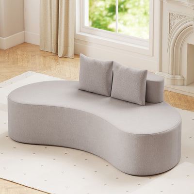 Upholstered Curved Sofa with 2 Cozy Pillows-Gray