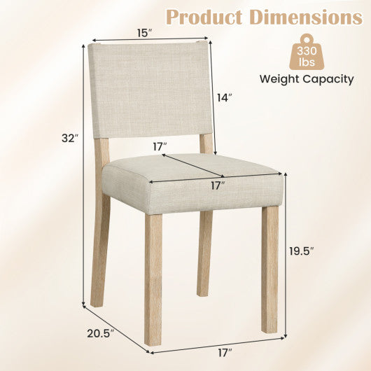 Upholstered Dining Chairs with Solid Rubber Wood Legs Set of 2-Beige