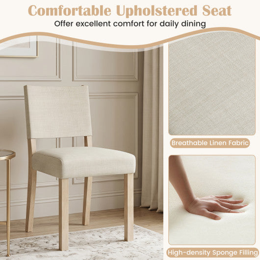 Upholstered Dining Chairs with Solid Rubber Wood Legs Set of 4-Beige