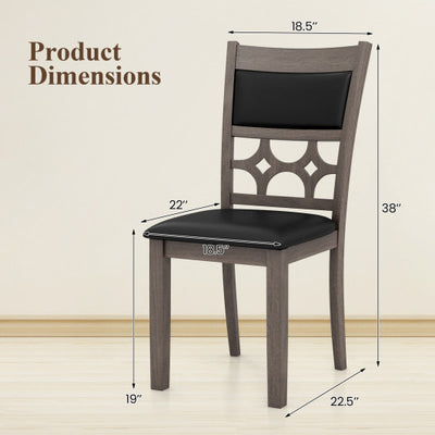 Upholstered Dining Chair Set of 2 with Padded Backrest and Seat-Gray