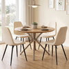 Upholstered Fabric Dining Chairs Set of 4 with Sturdy Metal Legs and Curved Backrest-Beige - Beige