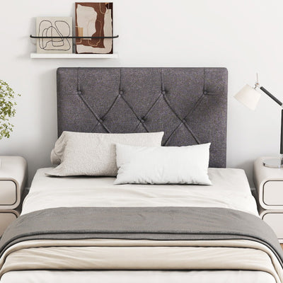 Upholstered Headboard for Twin Size Bed with Fabric Upholstery-Gray