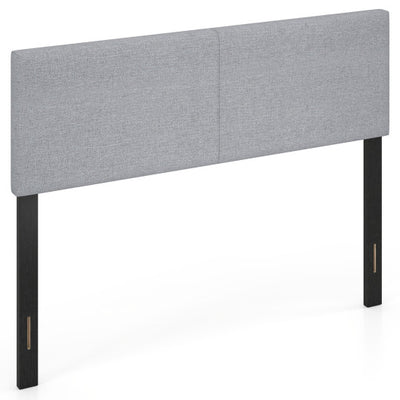 Upholstered Headboard Queen/Full Size Vertical Quilted Linen Fabric Bed Frame Mount Panel-Gray