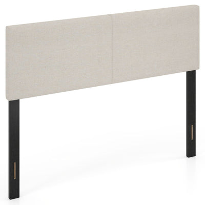 Upholstered Headboard Queen/Full Size Vertical Quilted Linen Fabric Bed Frame Mount Panel-Beige