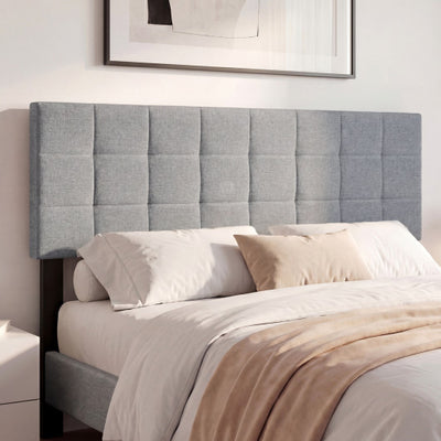 Upholstered Headboard Queen/Full Size Quilted Grid Linen Fabric Bed Frame Mount Panel-Gray