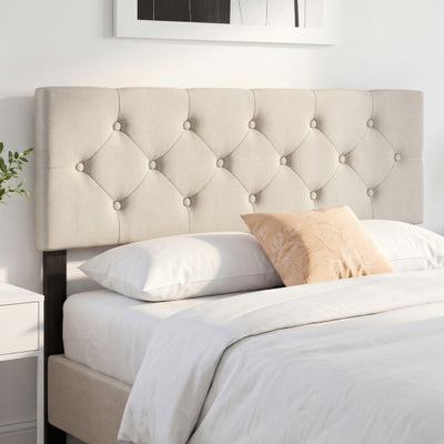 Upholstered Headboard Queen/Full Size Tufted Linen Fabric Bed Frame Mount Panel-Beige