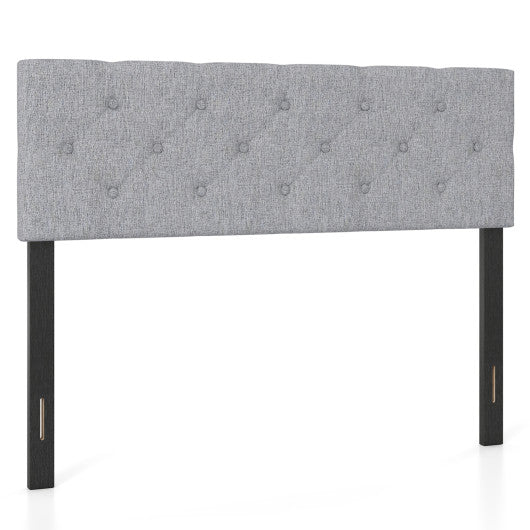 Upholstered Headboard Queen/Full Size Tufted Linen Fabric Bed Frame Mount Panel-Gray