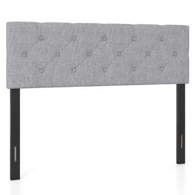 Upholstered Headboard Queen/Full Size Tufted Linen Fabric Bed Frame Mount Panel-Gray