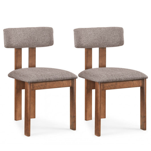 Upholstered Rubber Wood Dining Chairs Set of 2 with Curved Backrest-Walnut
