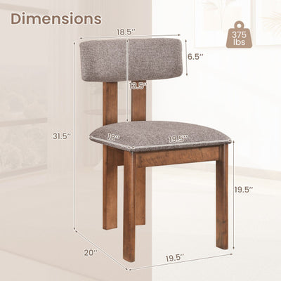 Upholstered Rubber Wood Dining Chairs Set of 4 with Curved Backrest-Walnut