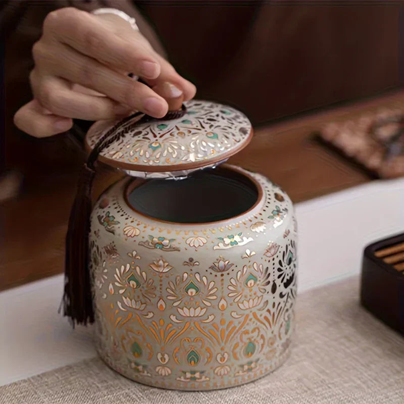 Urn - Decorative Ceramic Golden Silver