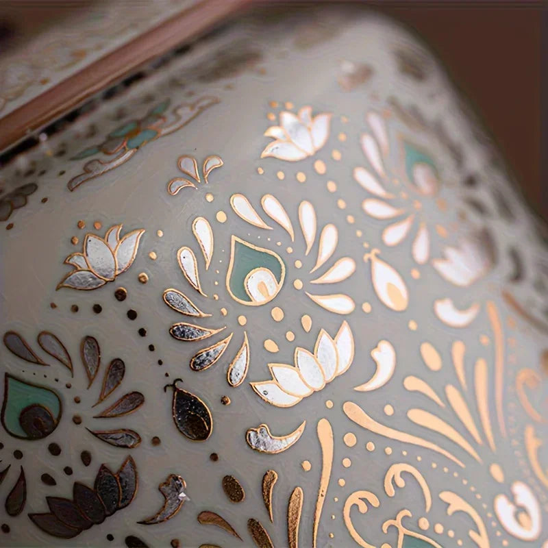 Urn - Decorative Ceramic Golden Silver
