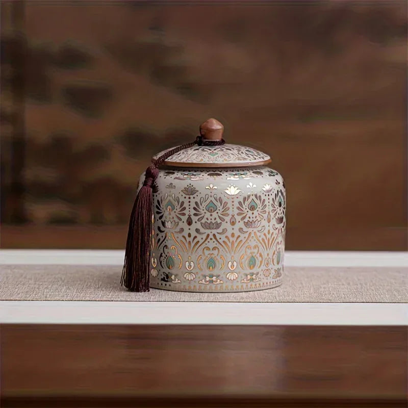 Urn - Decorative Ceramic Golden Silver