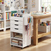 Utility Trolley with Open Shelves and 3 Drawers-White