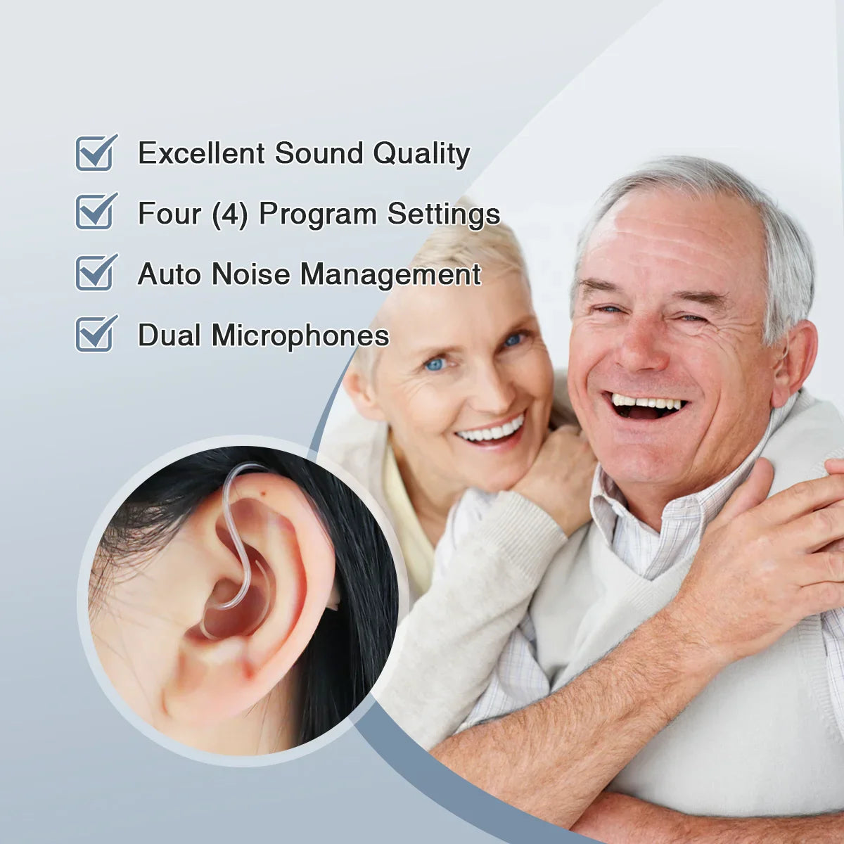CHOSGO V402R Rechargeable Digital Hearing Aids | OTC FDA-Registered | Noise Cancelling (Pair)