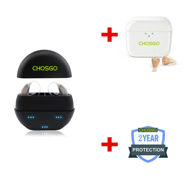 CHOSGO V402R Rechargeable Digital Hearing Aids | OTC FDA-Registered | Noise Cancelling (Pair)