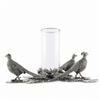 Pewter Pheasants Pillar Hurricane Centerpiece