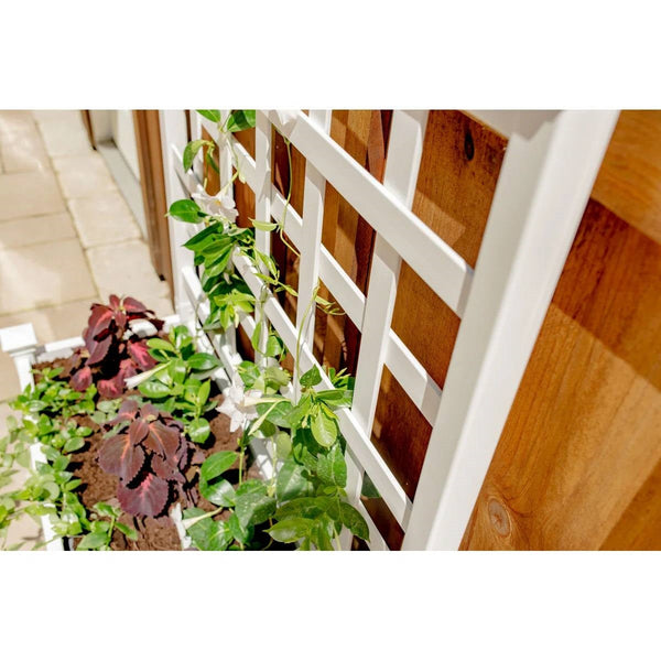 Outdoor White Vinyl Garden Planter Box with Trellis