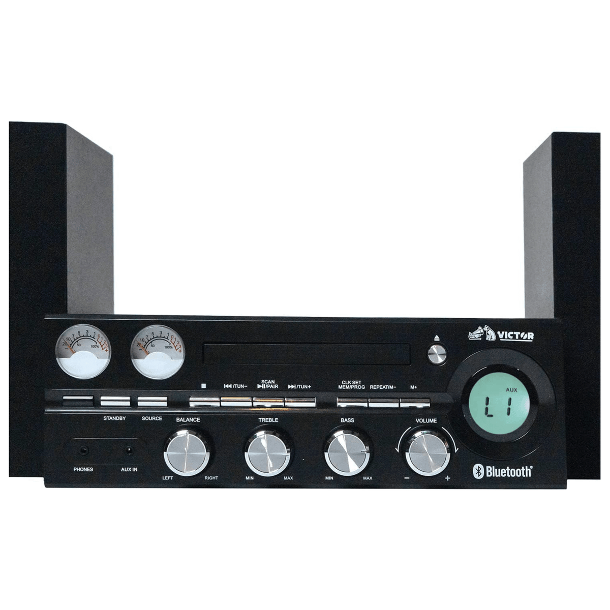 Victor Milwaukee 50W Desktop CD Stereo System w Bluetooth, CD Player & FM Radio