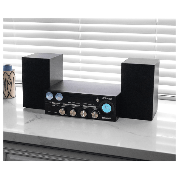 Victor Milwaukee 50W Desktop CD Stereo System w Bluetooth, CD Player & FM Radio