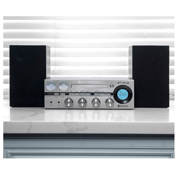Victor Milwaukee 50W Desktop CD Stereo System w Bluetooth, CD Player & FM Radio