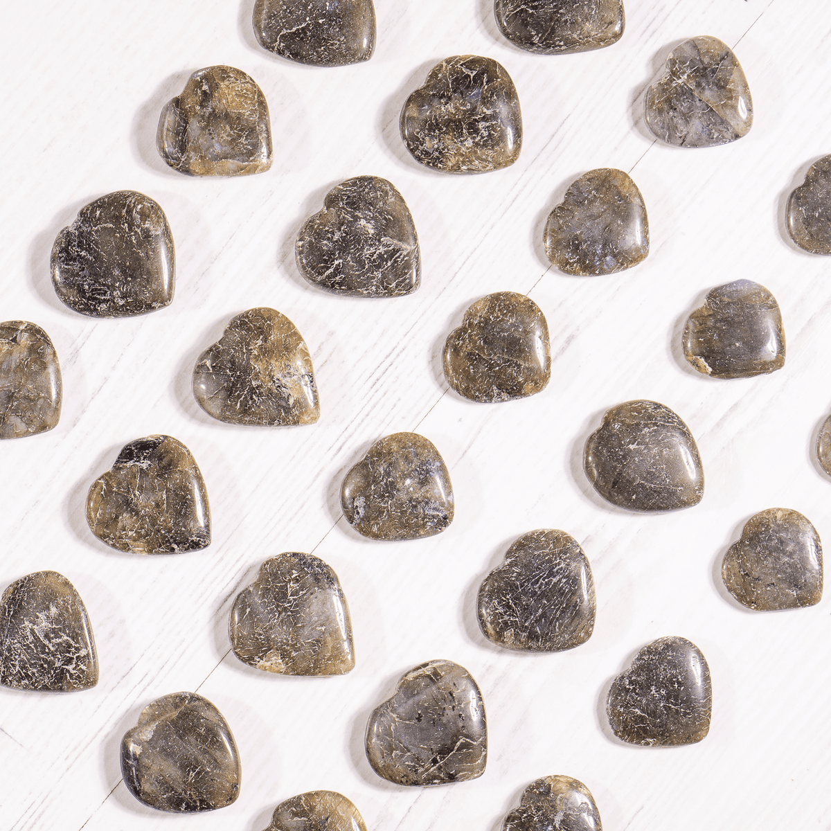 Labradorite Heart Crystal, Puffy Mini 1 Inch Pocket Crystal Heart.