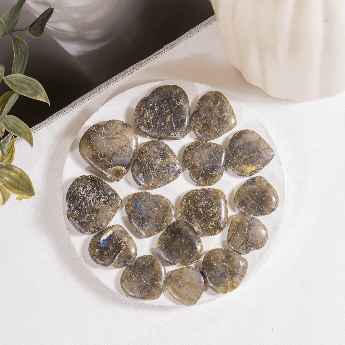 Labradorite Heart Crystal, Puffy Mini 1 Inch Pocket Crystal Heart.