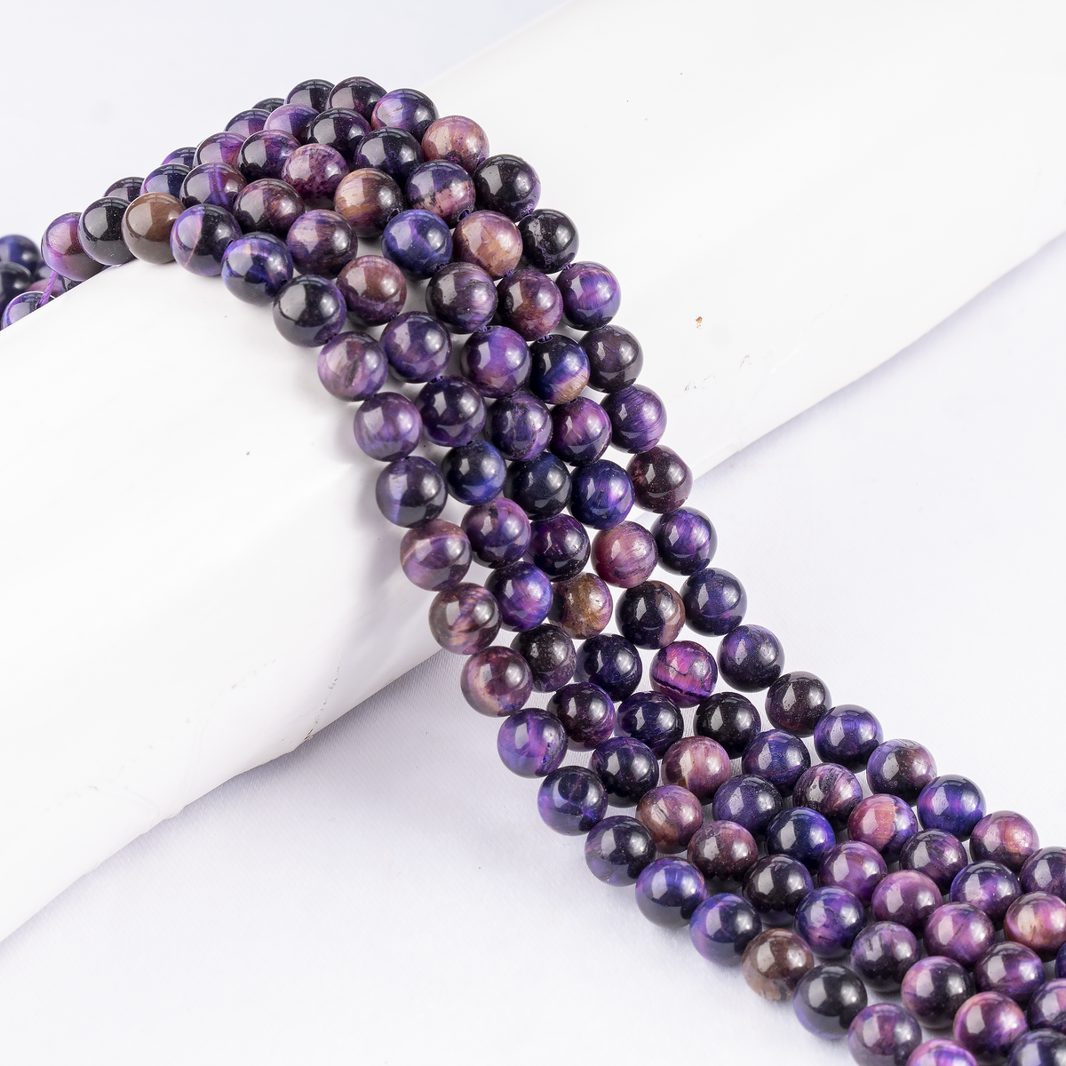 Heated Tiger Cats Eye Violet, Crystal Beads for Jewelry.