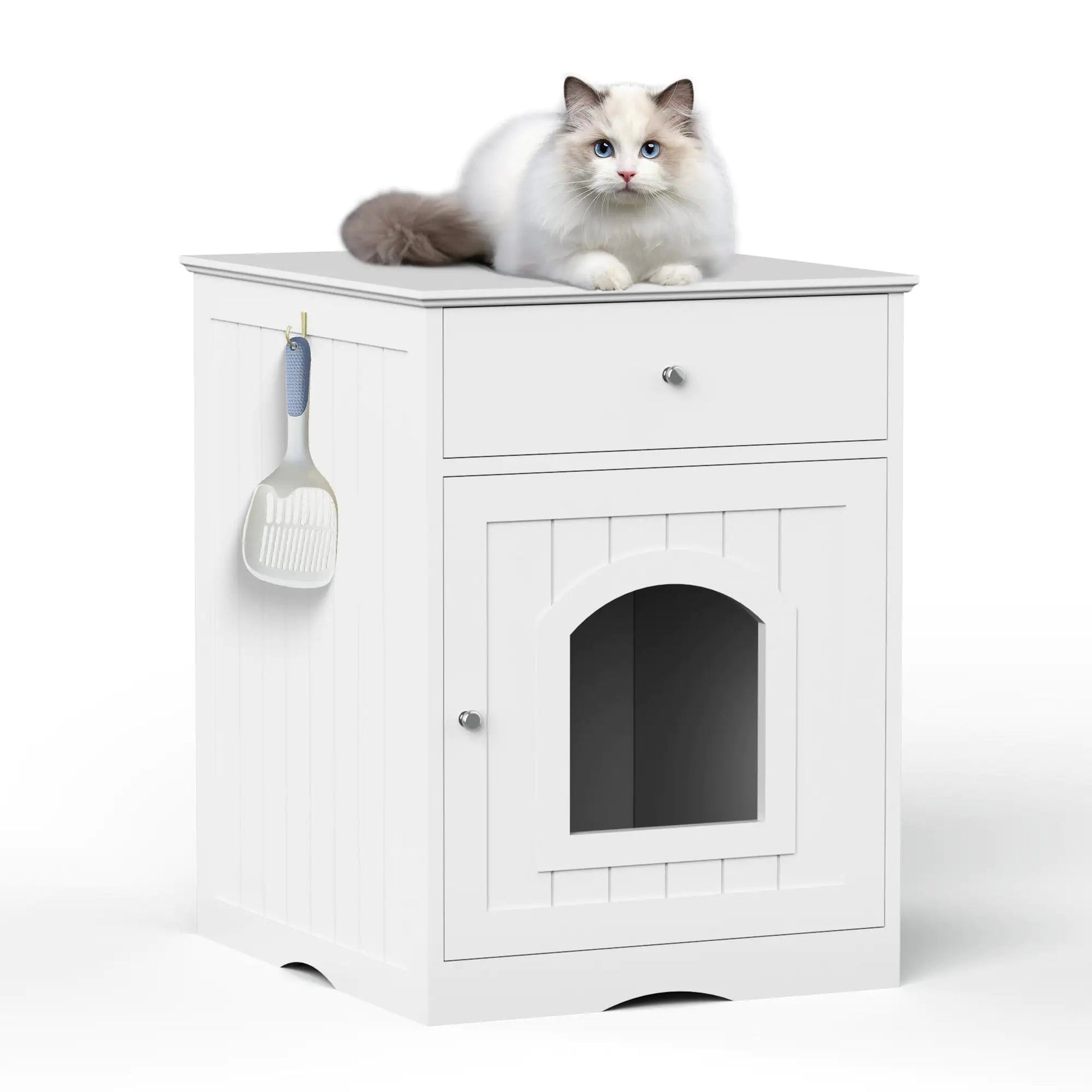 Wooden Pet House Litter Box With Drawers Ameraeon