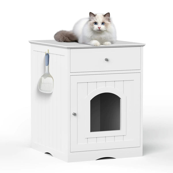 Wooden Pet House Litter Box With Drawers Ameraeon