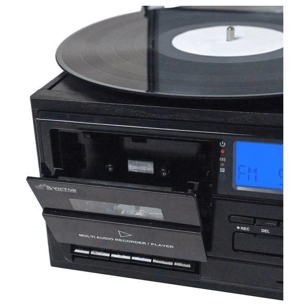 Victor Cosmopolitan 8-in-1 Turntable Music Center with Bluetooth, USB & Cassette