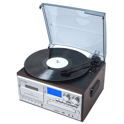 Victor Cosmopolitan 8-in-1 Turntable Music Center with Bluetooth, USB & Cassette