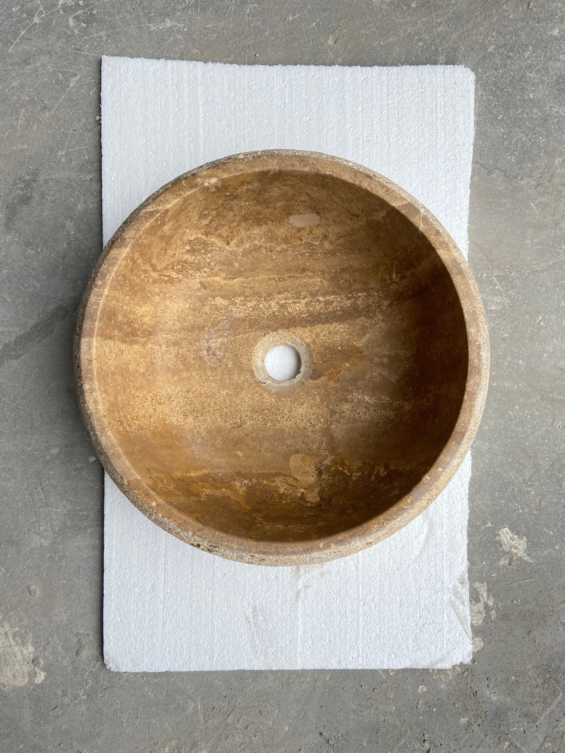 Valencia Travertine Vessel Bathroom Sink Honed Inside and Sand-Blasted Outside (D)16
