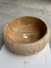 Valencia Travertine Vessel Bathroom Sink Honed Inside and Sand-Blasted Outside (D)16