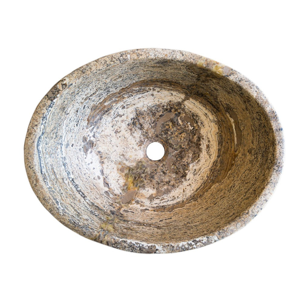 Valencia Travertine Natural Stone Oval Vessel Sink (W)16