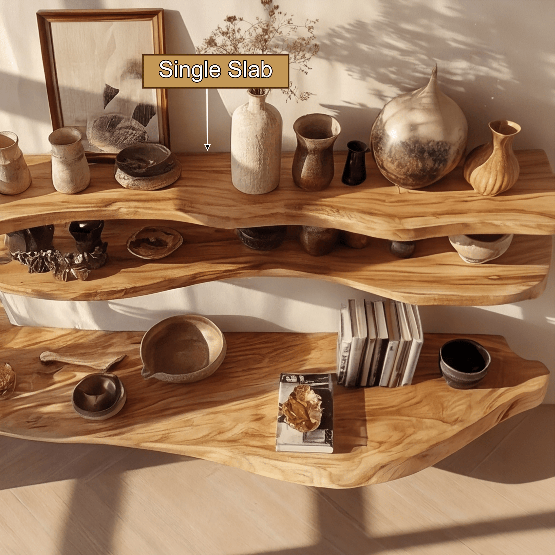 Valenor Live Edge Solid Wood Floating Shelf SPA245642