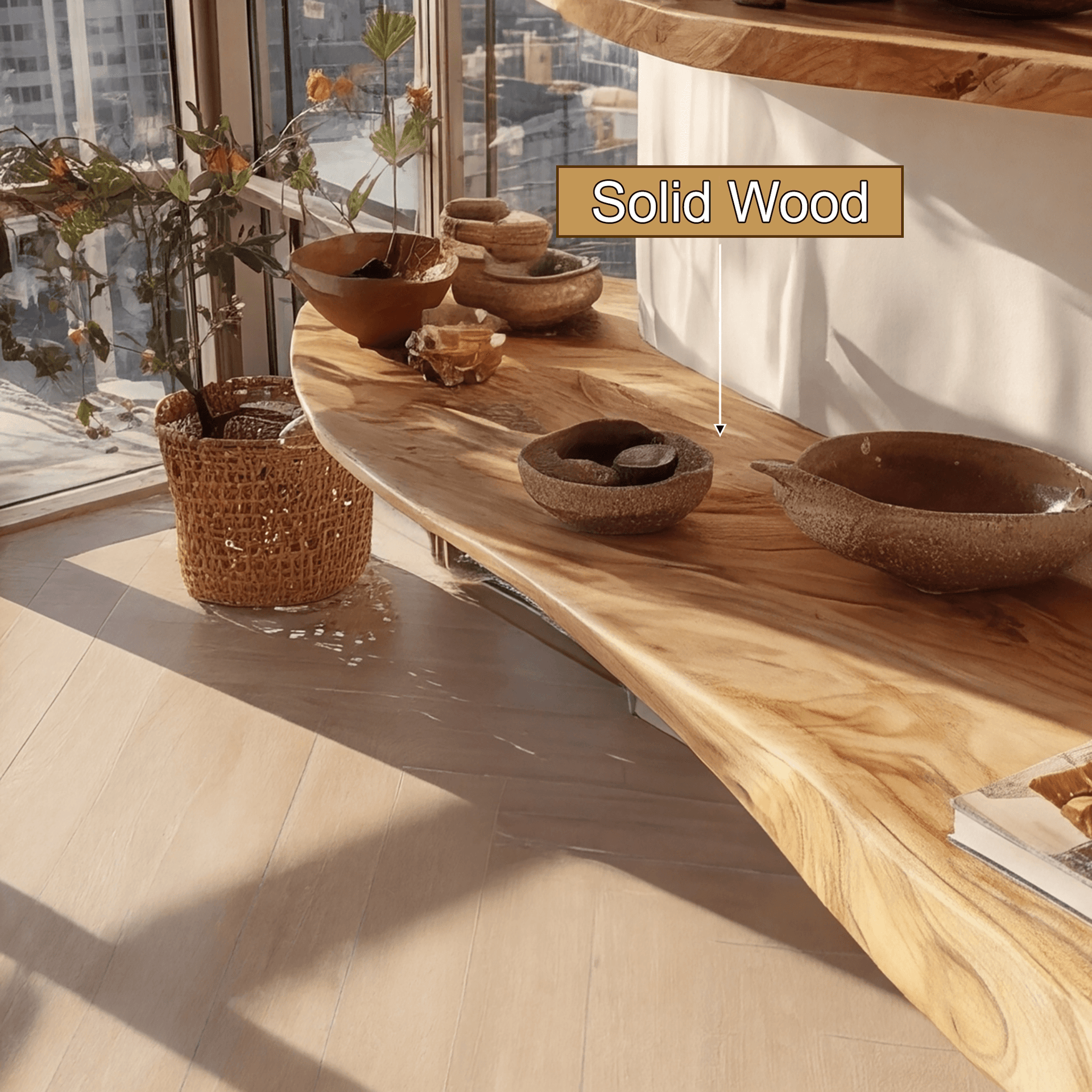Valenor Live Edge Solid Wood Floating Shelf SPA245642