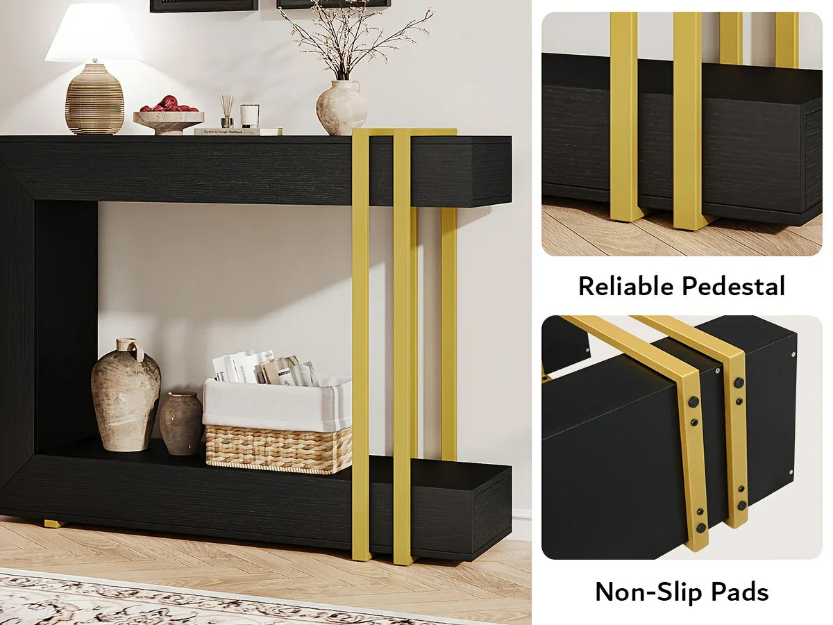 Valnase Modern 2-Tier Entry Entrance Table with Storage, Narrow Long Sofa Table Behind Couch.42.5 Inch L Console Table for Entyrway