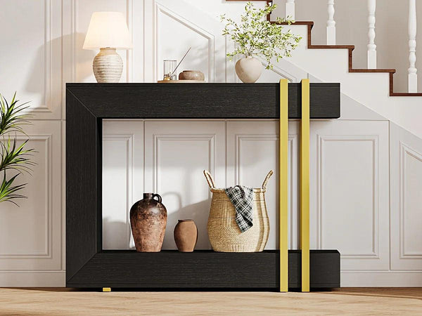Valnase Modern 2-Tier Entry Entrance Table with Storage, Narrow Long Sofa Table Behind Couch.42.5 Inch L Console Table for Entyrway