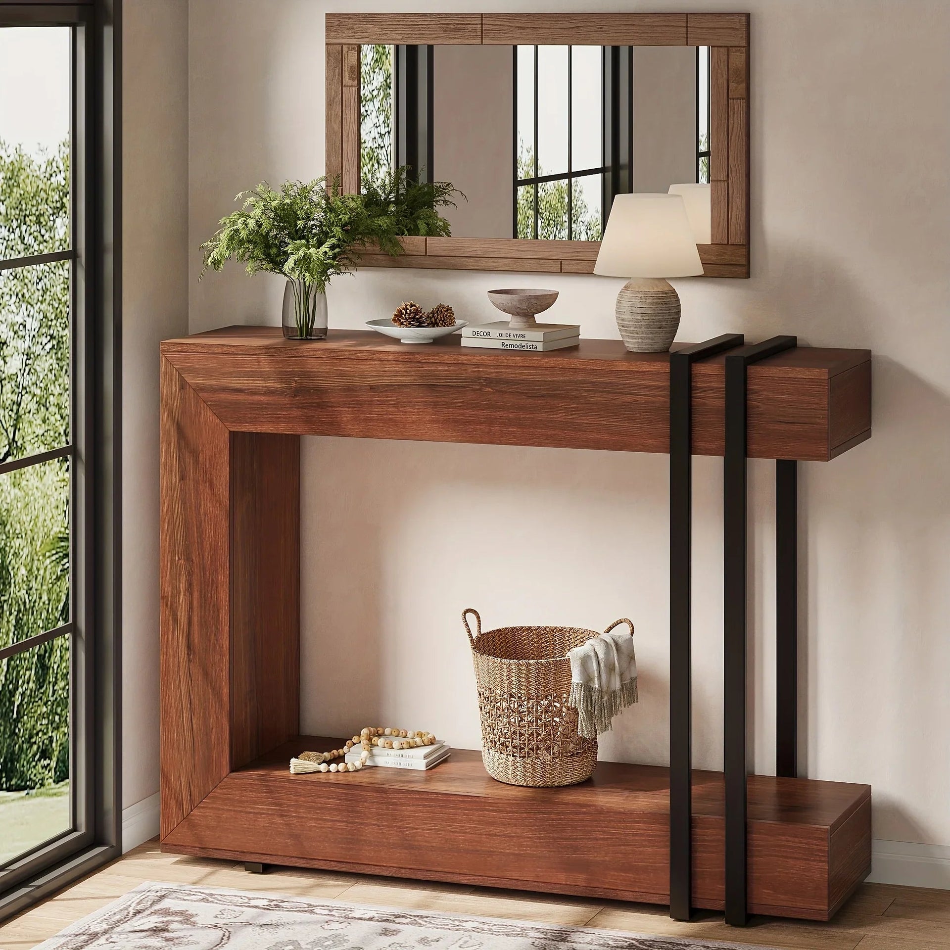 Valnase Modern 2-Tier Entry Entrance Table with Storage, Narrow Long Sofa Table Behind Couch.42.5 Inch L Console Table for Entyrway